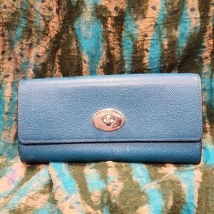 Coach Embossed Textured Trifold Leather Wallet